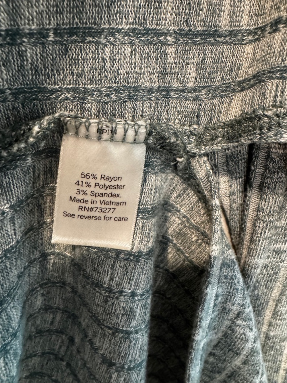 Nine West Long Open Front Ribbed Marled Sage Green Cardigan Sweater Pockets Size - Picture 9 of 9